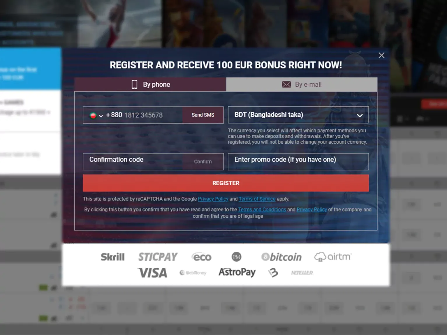 MegaPari registration form for Bangladesh.